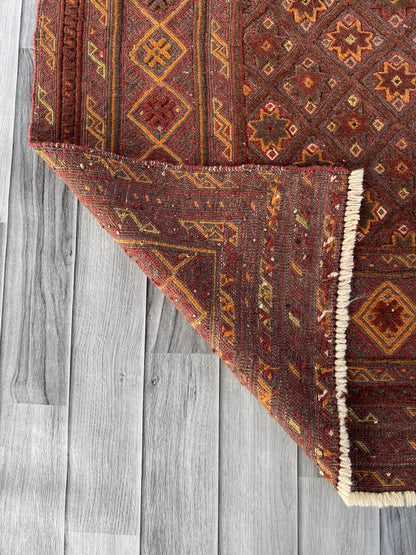 Handmade Afghan Tribal Meshwani Rug 129x115 cm KAS#788