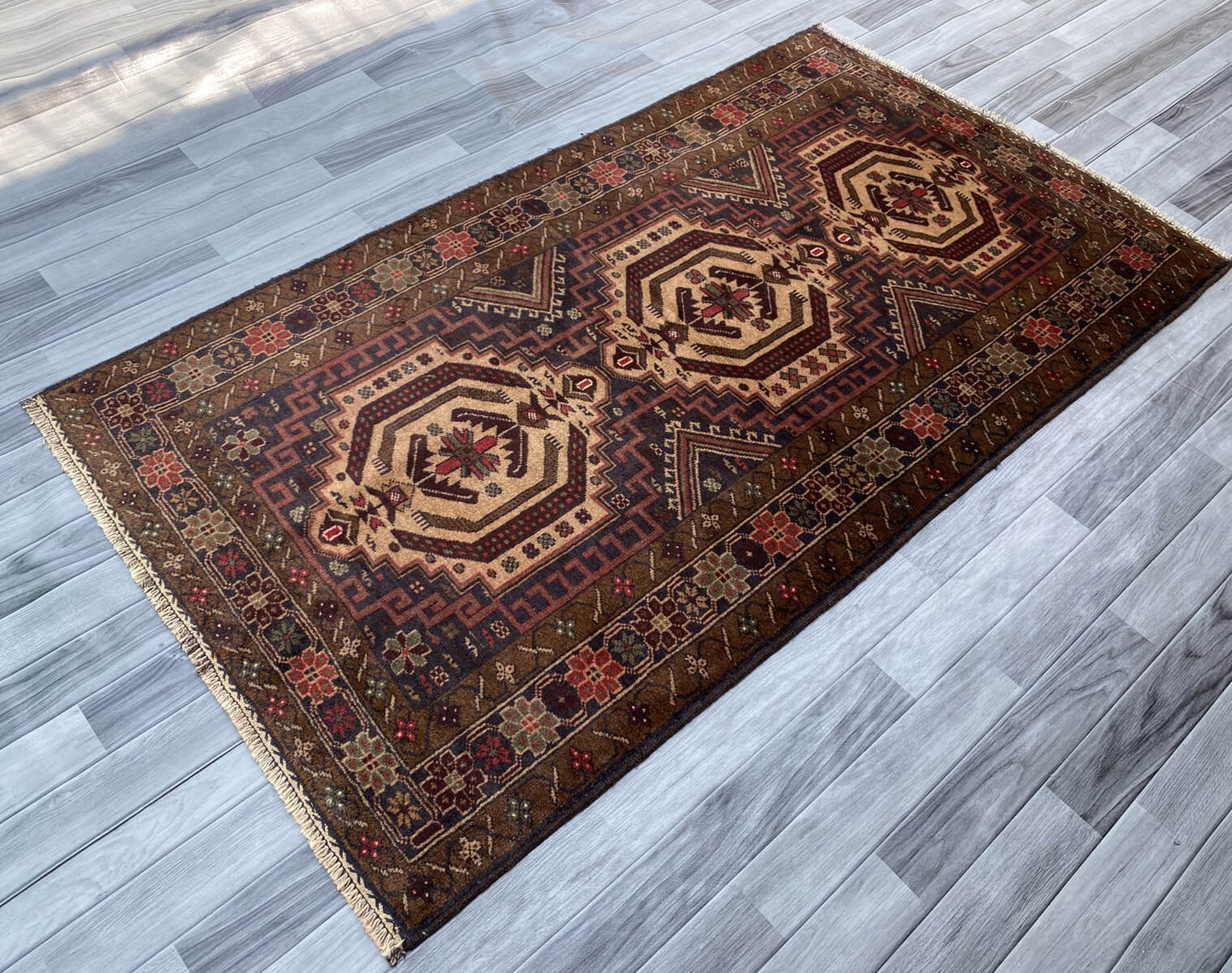 Handmade Afghan Balochi Rug 210x118 cm KAS#790