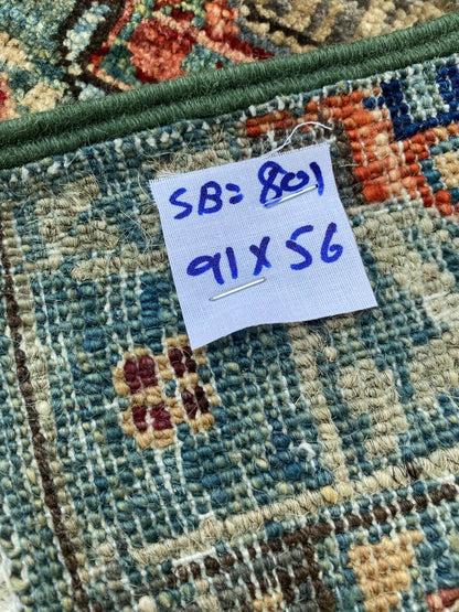 Handmade Afghan Chobi Rug 91x56 cm KAS#801