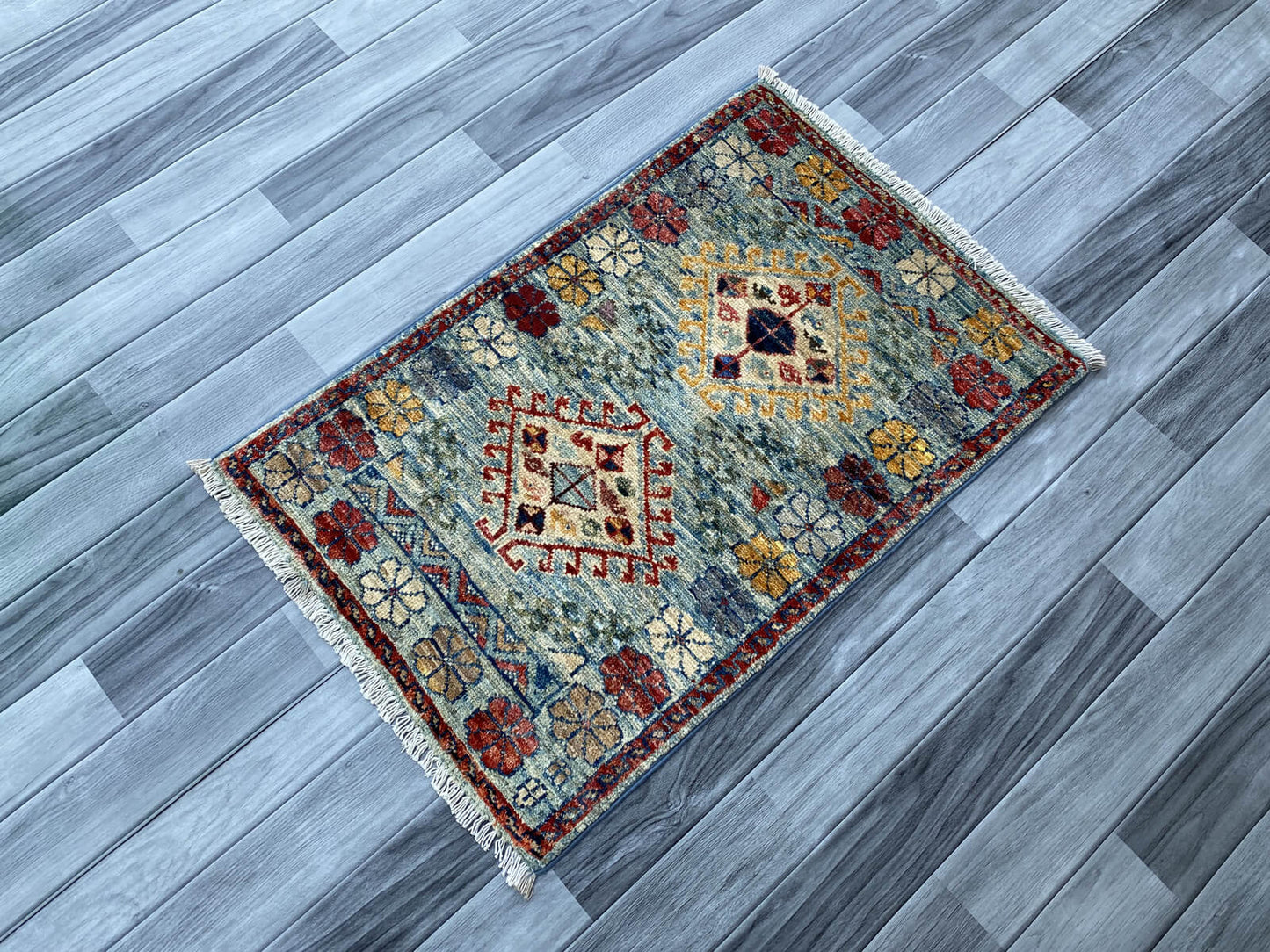 Handmade Afghan Chobi Rug 89x60 cm KAS#804