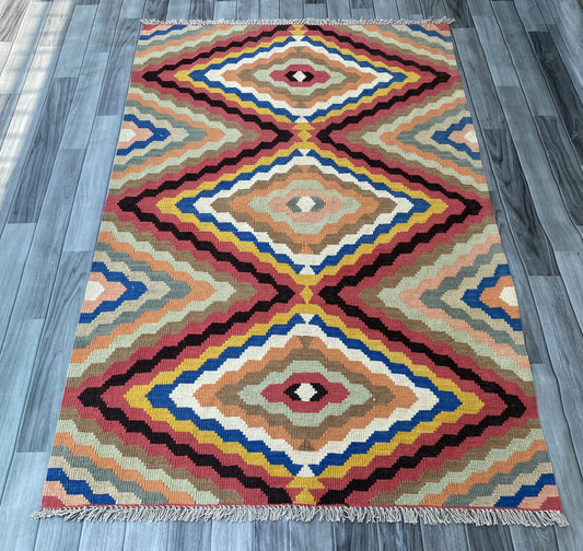 Handmade Afghan Chobi Kilim Rug 184x125 cm KAS#814