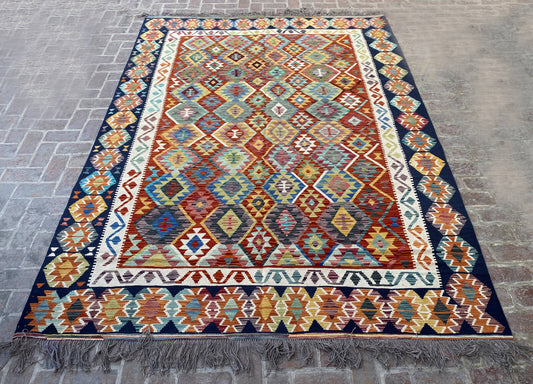 Handmade Afghan Chobi Kilim Rug 345x256 cm KAS#825