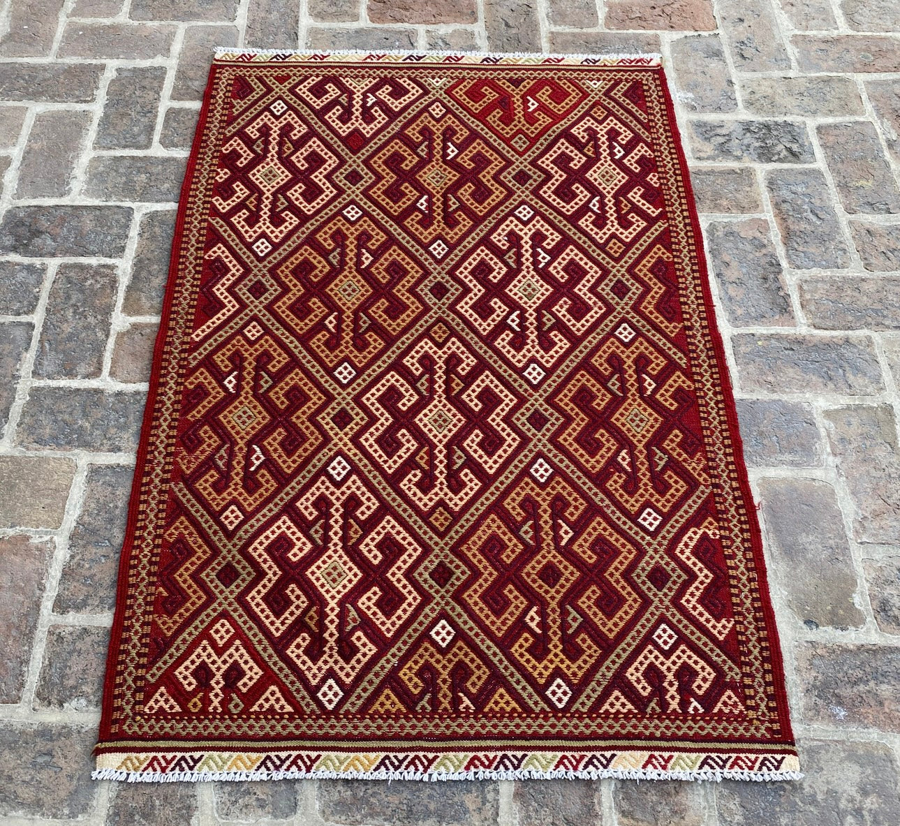 Handmade Afghan Sumac Kilim Rug 150 CM x 100 CM ( SS#125)