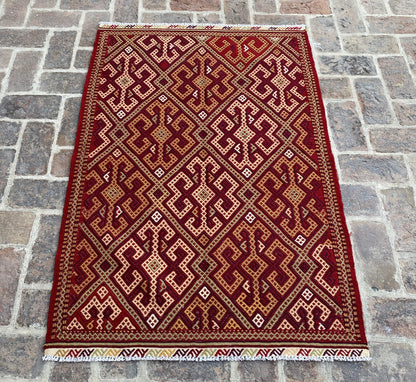 Handmade Afghan Sumac Kilim Rug 150 CM x 100 CM ( SS#125)