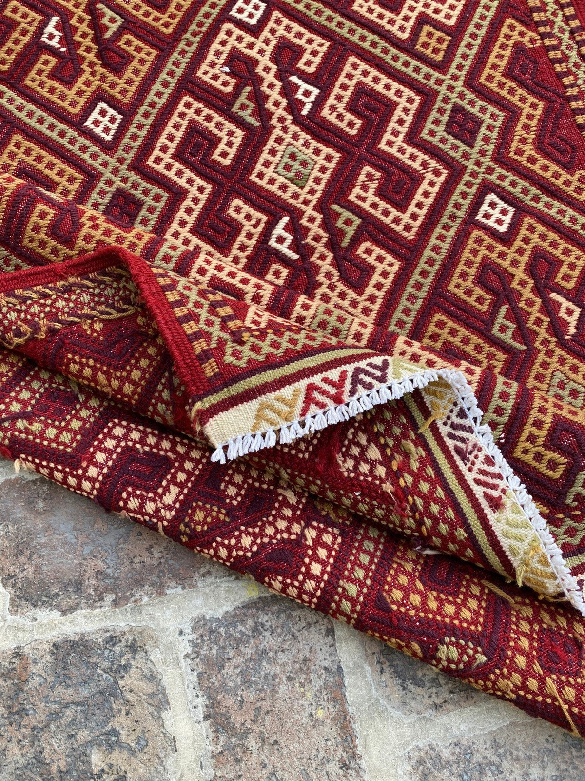 Handmade Afghan Sumac Kilim Rug 150 CM x 100 CM  SS#125