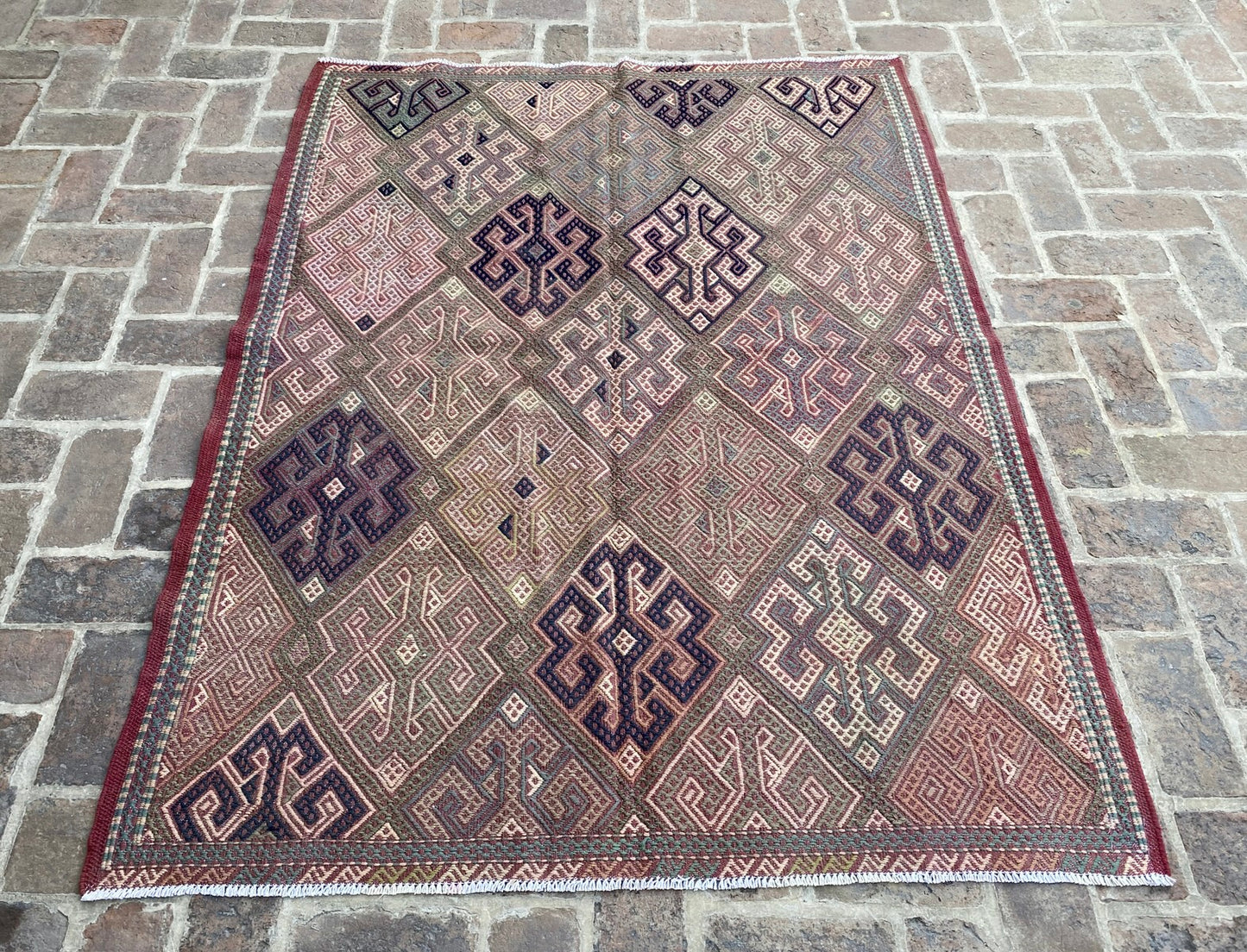 Handmade Afghan Kuchi Design Kilim Rug 195 CM x 151 CM KAS#263