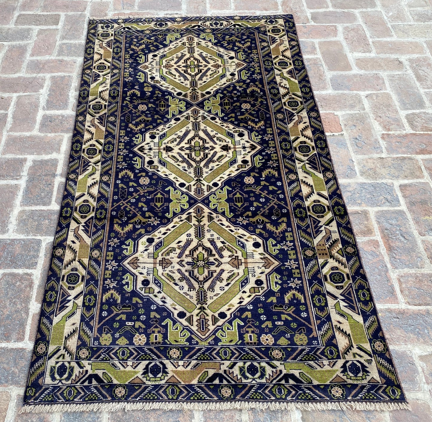 Handmade Afghan Traditional Balochi Rug 204 CM x 110 CM KAS#307