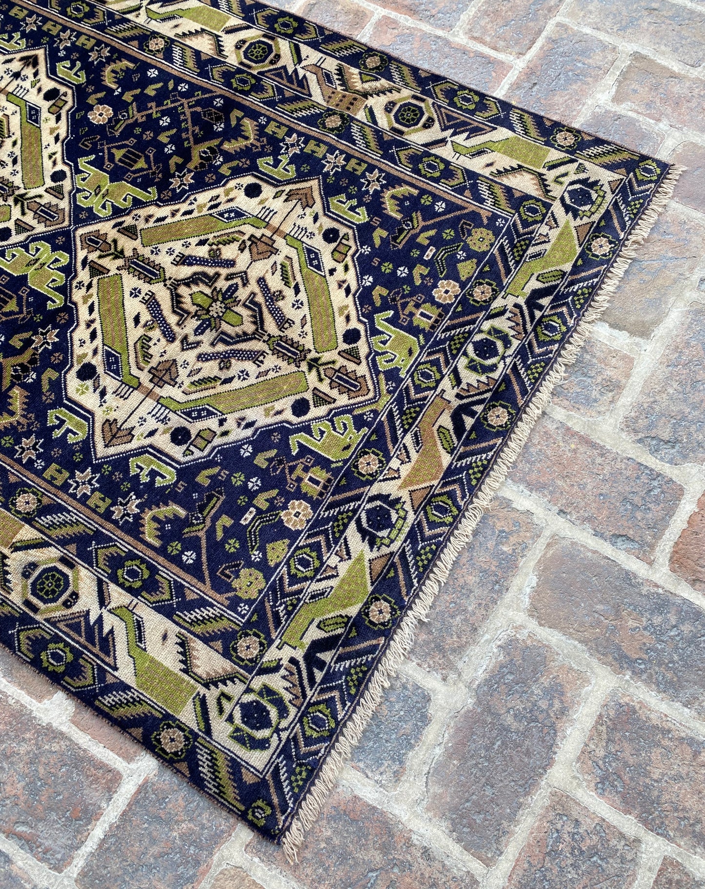 Handmade Afghan Traditional Balochi Rug 204 CM x 110 CM KAS#307