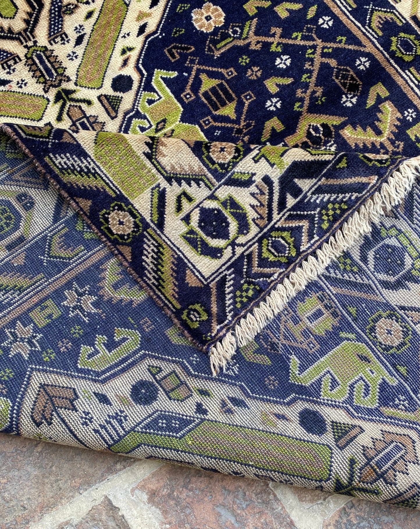 Handmade Afghan Traditional Balochi Rug 204 CM x 110 CM KAS#307