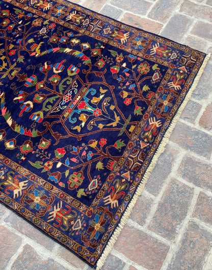 Handmade Afghan Traditional Balochi Rug 245 CM x 118 CM KAS#306
