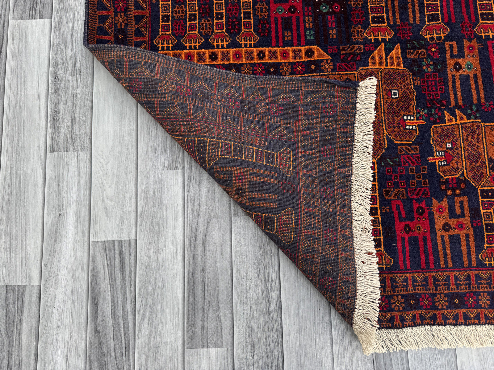 Handmade Traditional Afghan Pictorial Balochi Rug  187 CM x 124 CM SK#1408