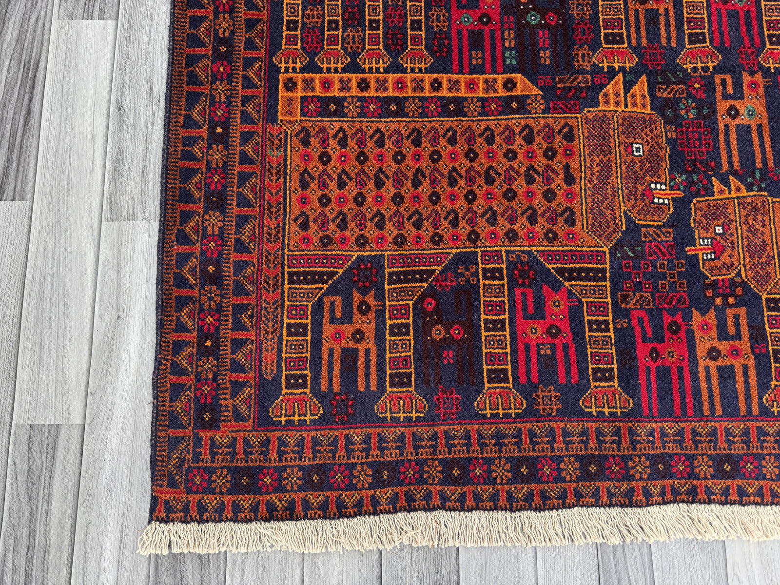 Handmade Traditional Afghan Pictorial Balochi Rug  187 CM x 124 CM SK#1408