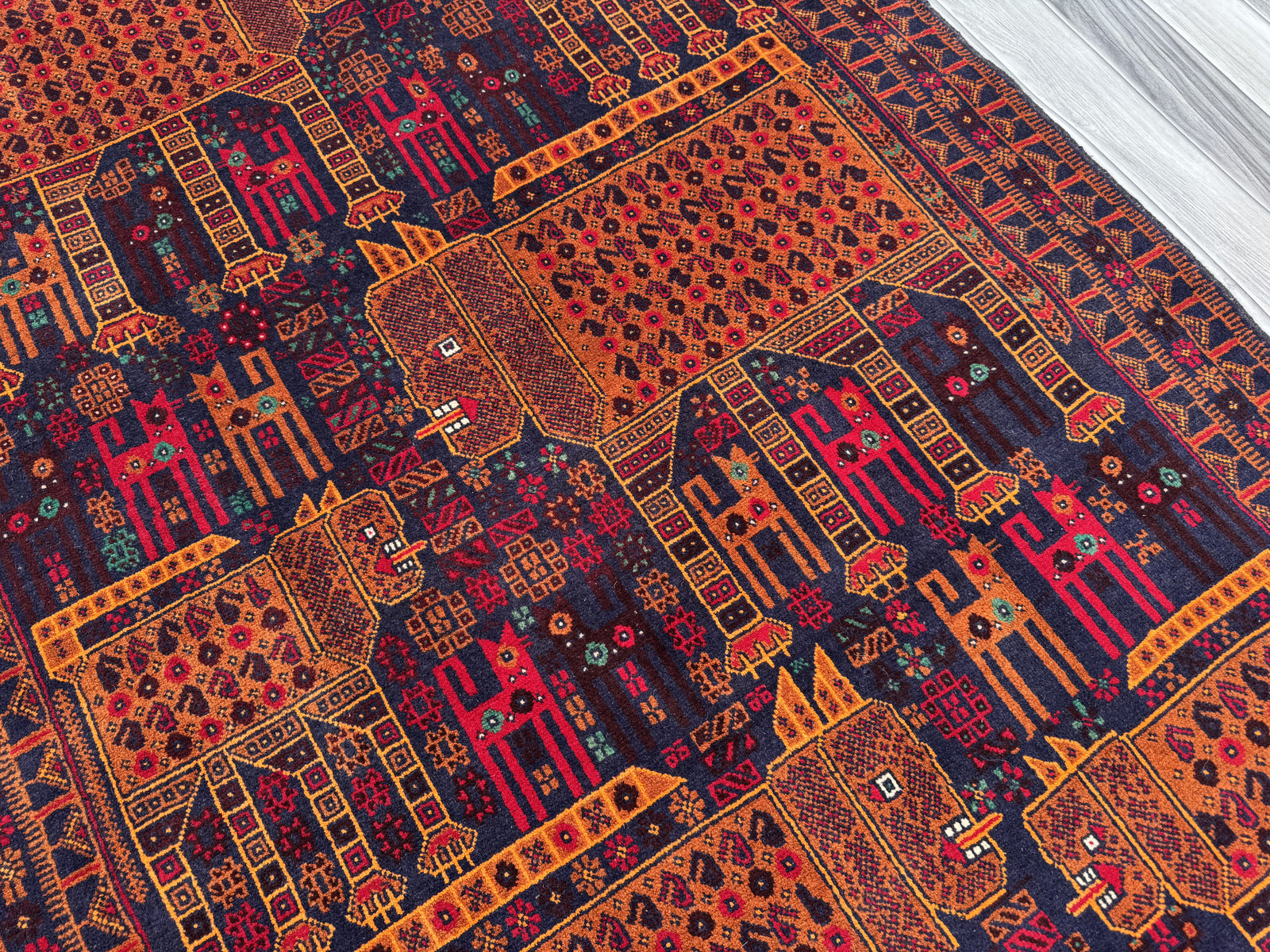 Handmade Traditional Afghan Pictorial Balochi Rug  187 CM x 124 CM SK#1408