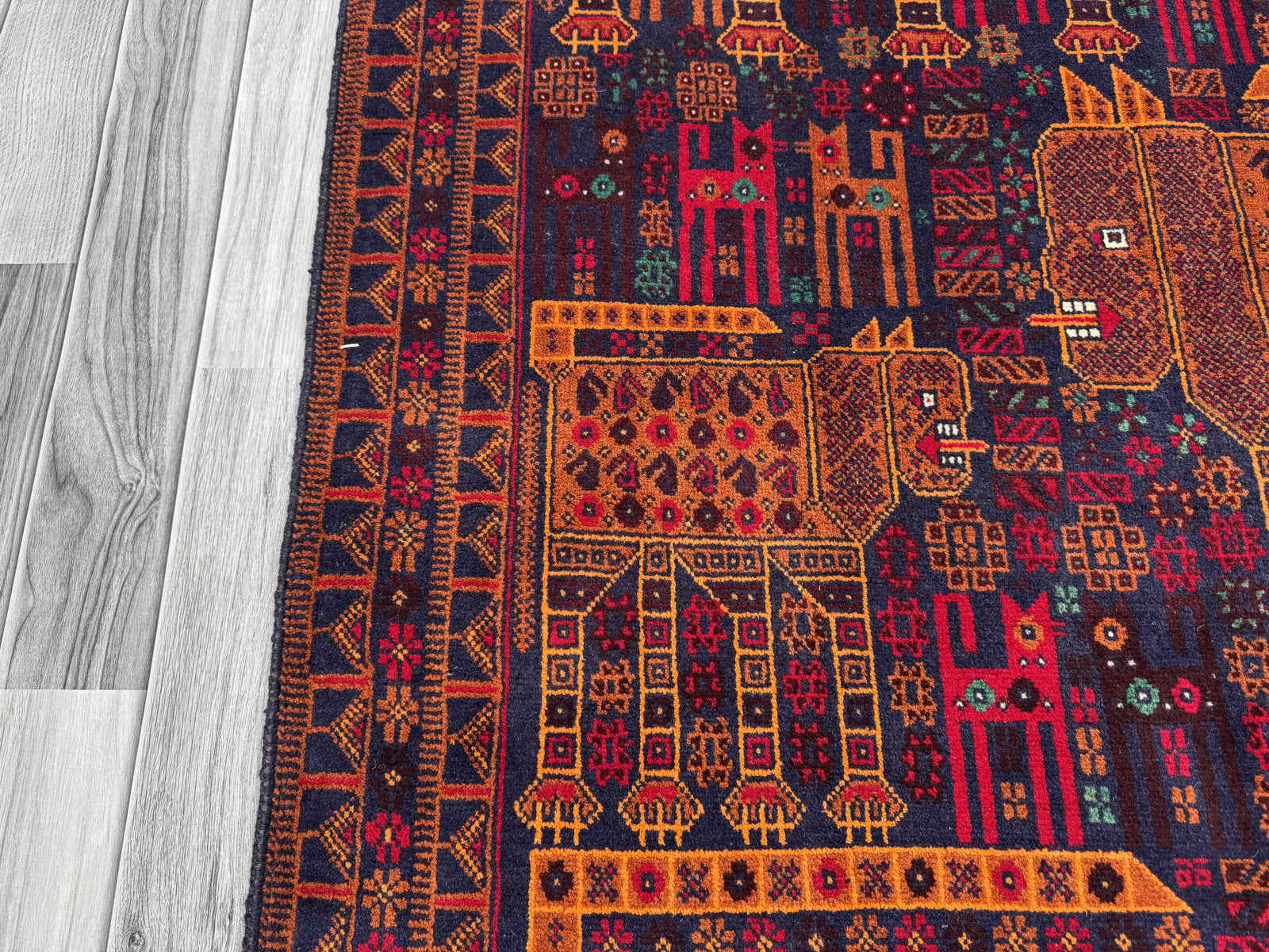Handmade Traditional Afghan Pictorial Balochi Rug  187 CM x 124 CM SK#1408