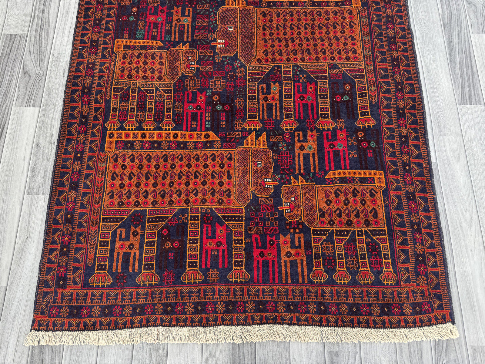Handmade Traditional Afghan Pictorial Balochi Rug  187 CM x 124 CM SK#1408