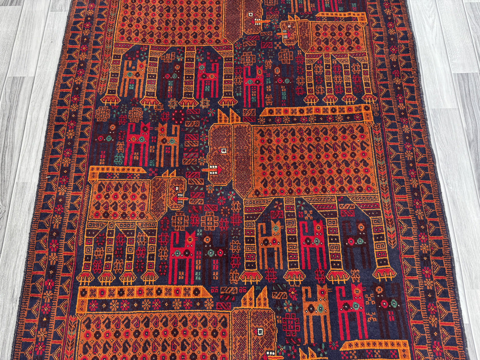 Handmade Traditional Afghan Pictorial Balochi Rug  187 CM x 124 CM SK#1408