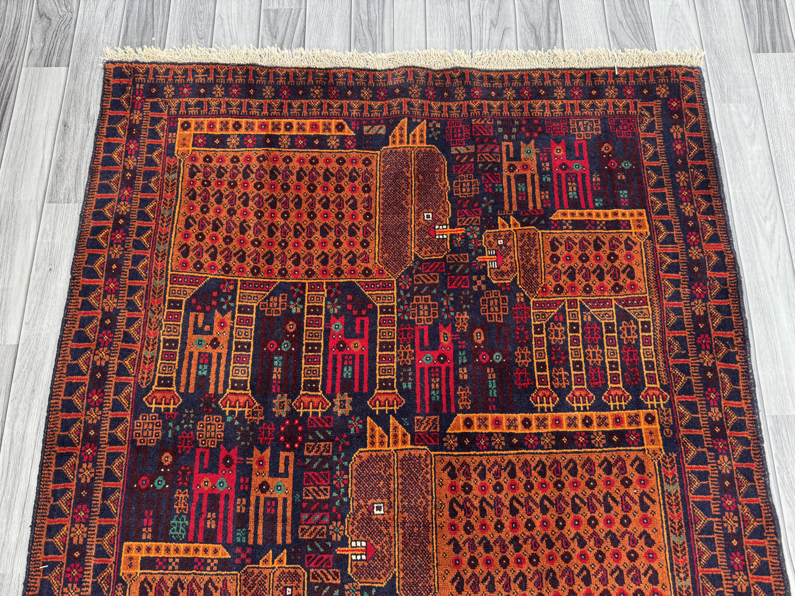 Handmade Traditional Afghan Pictorial Balochi Rug  187 CM x 124 CM SK#1408