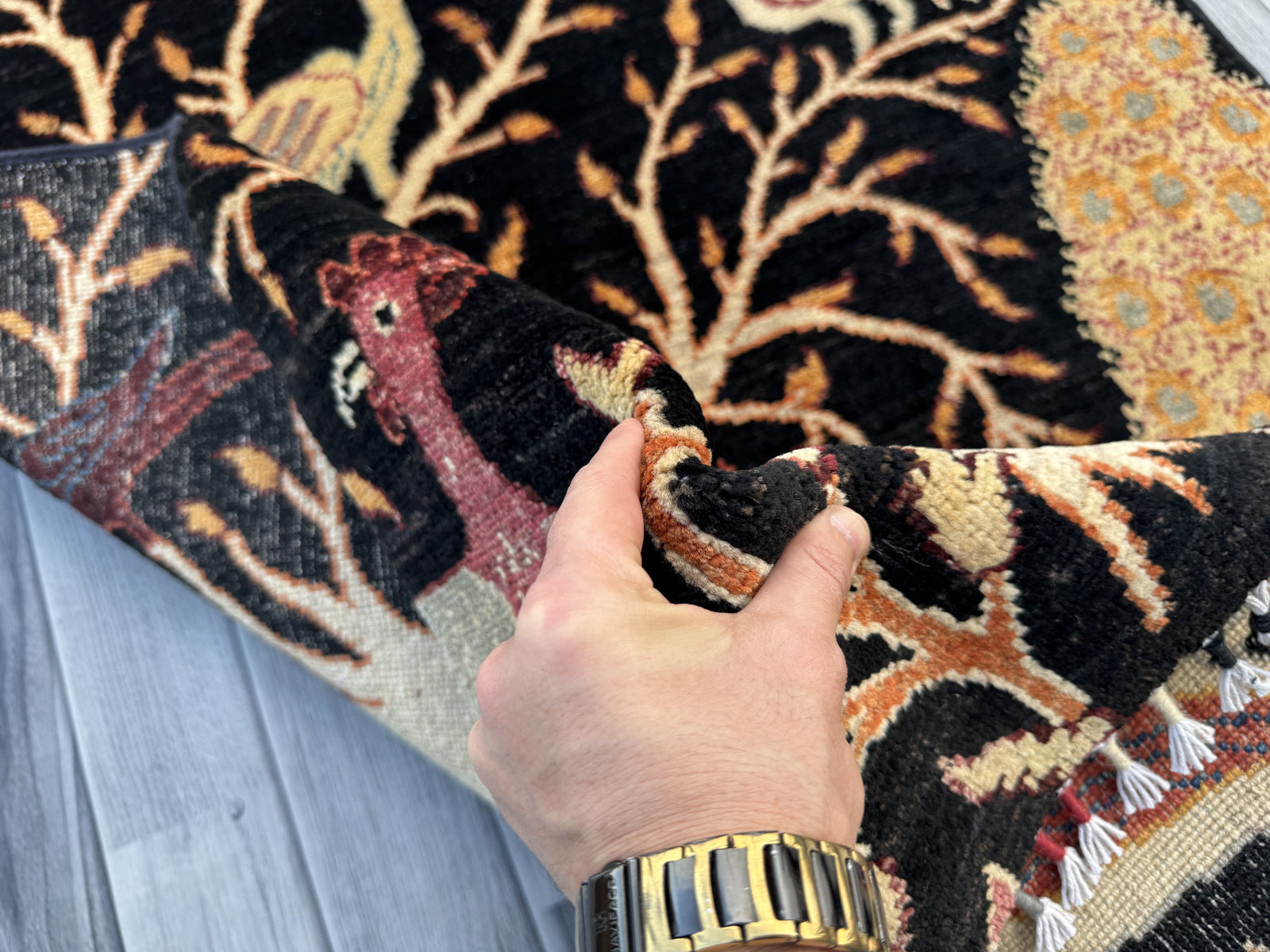 Handmade Chobi Pictorial Wool Rug 151 CM x 96 CM  SS#1404