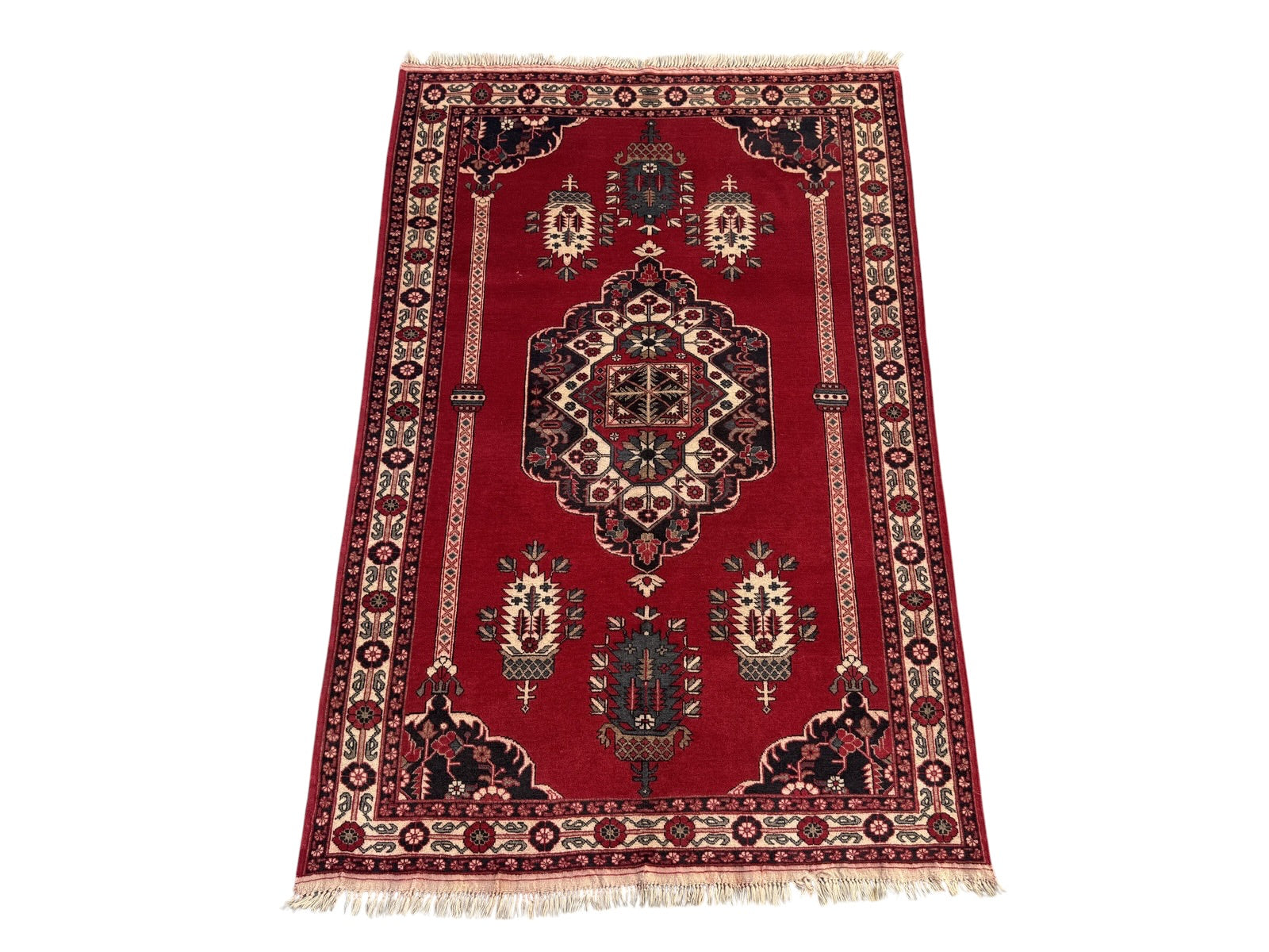 Handmade Afghan Traditional Wool Rug 188 CM x 127 CM SK#1395