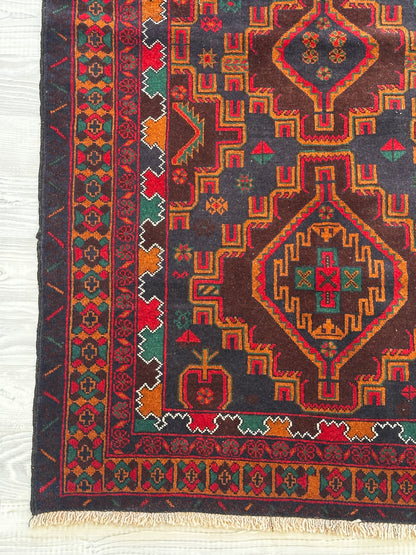 Handmade Afghan Traditional Balochi Rug 192 CM x 114 CM KSA#5041