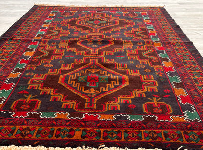 Handmade Afghan Traditional Balochi Rug 192 CM x 114 CM KSA#5041
