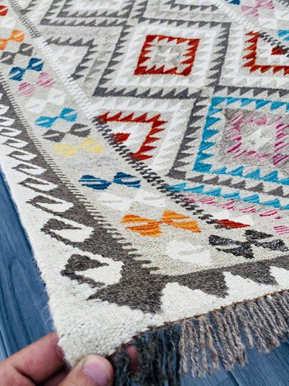 Handmade Afghan Chobi Kilim Rug 143 CM x 99 CM ( SS # 03 ).