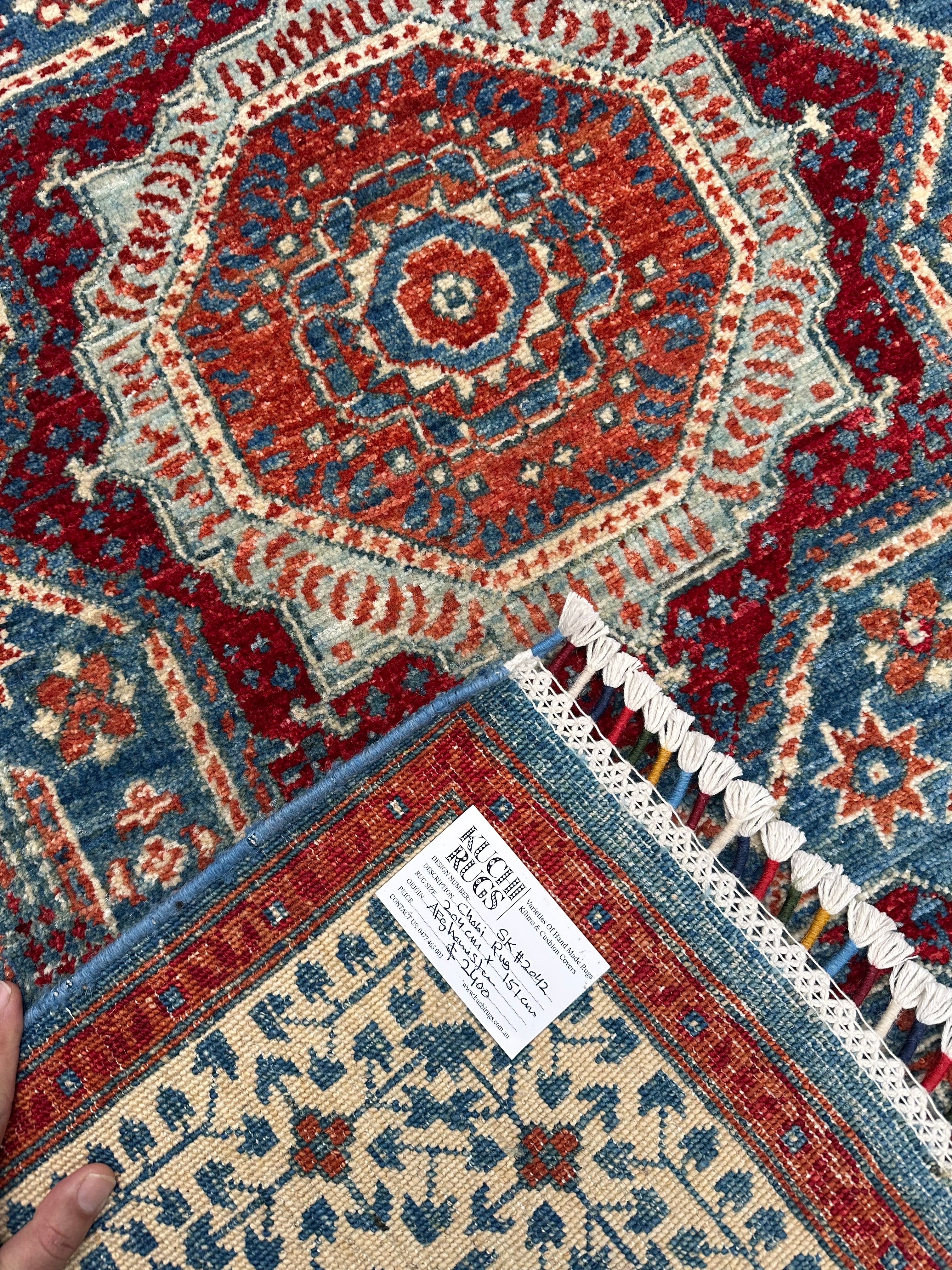 Hand-Knotted Chobi Wool Rug 204 CM  x 151 CM SK#2042