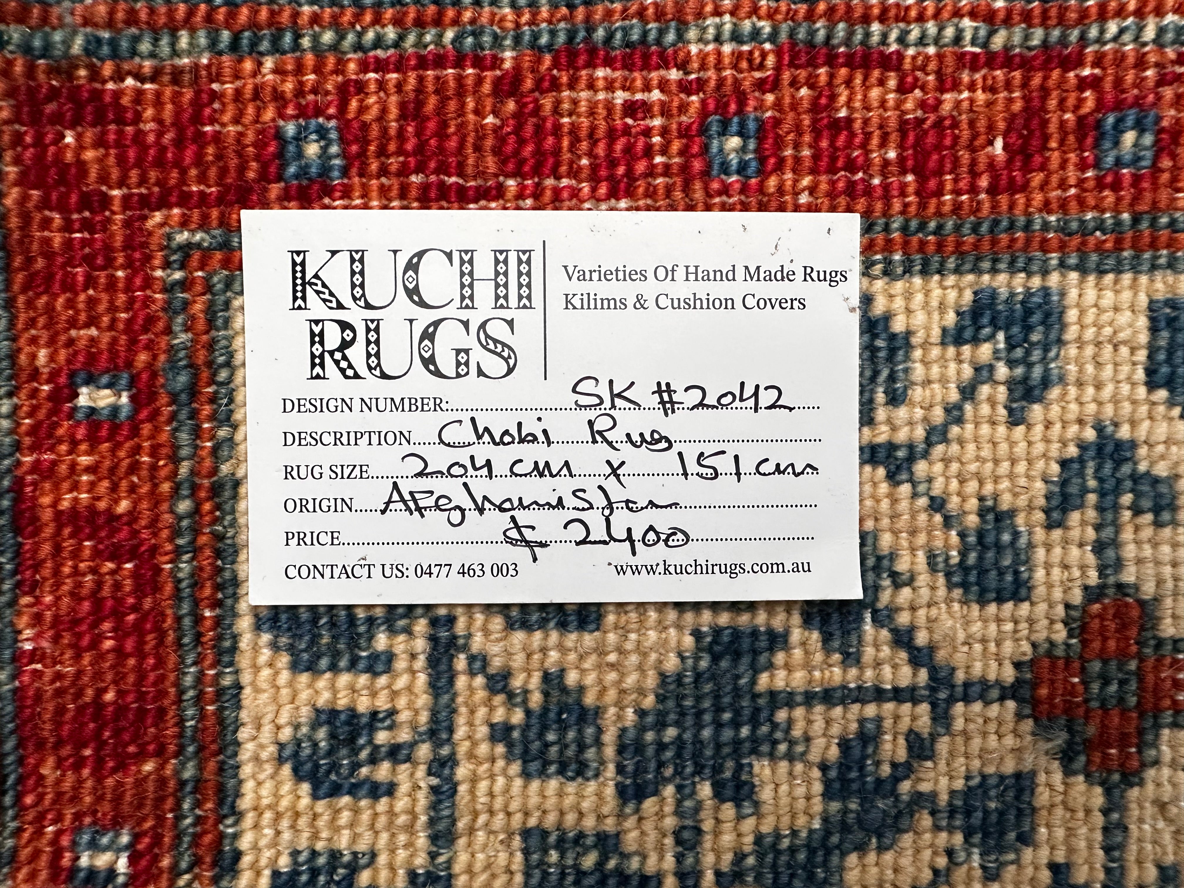 Hand-Knotted Chobi Wool Rug 204 CM  x 151 CM SK#2042