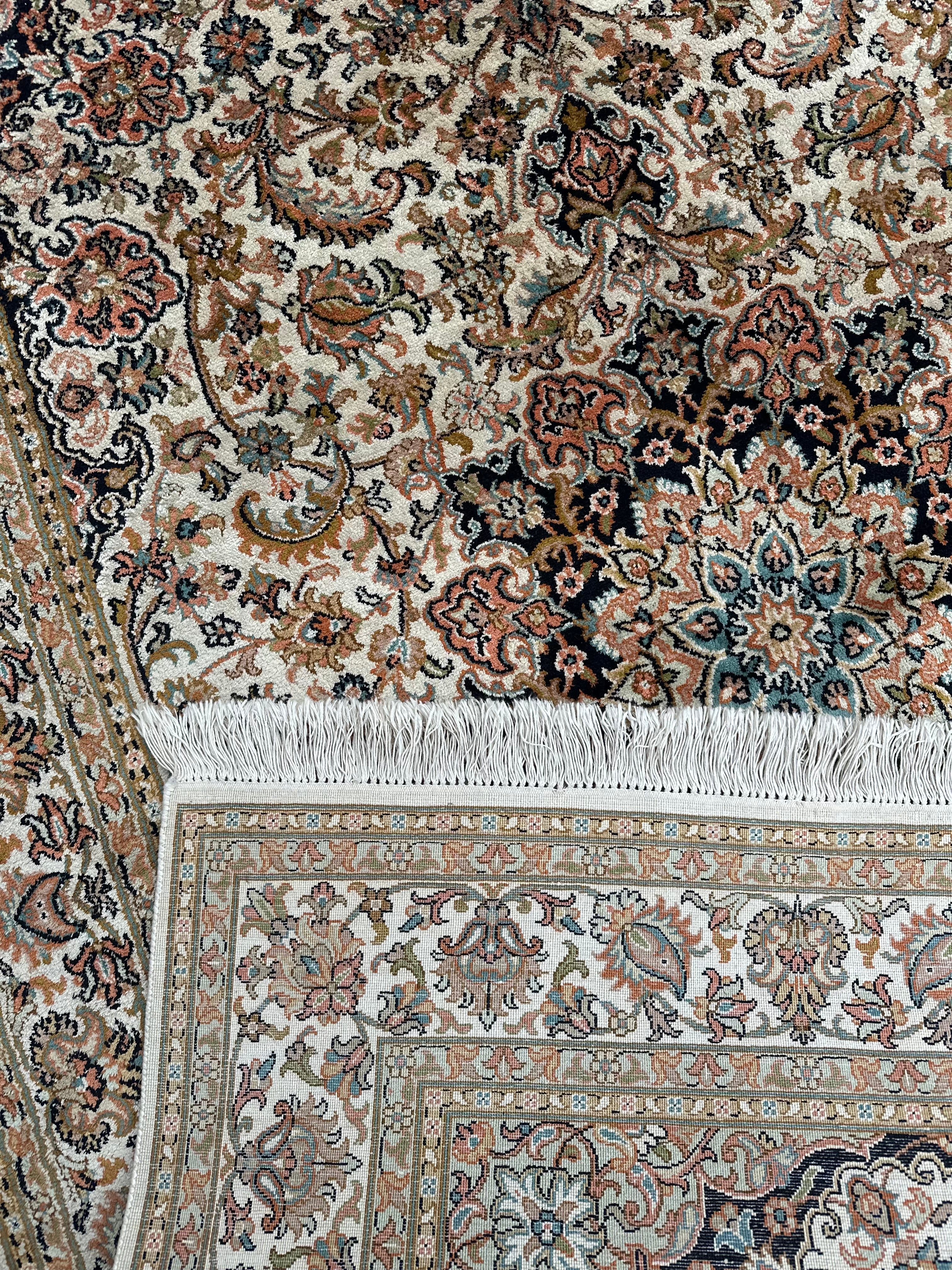Hand Woven Kashmiri Vintage Floral Silk Rug 186 CM x 125 CM SK#2059