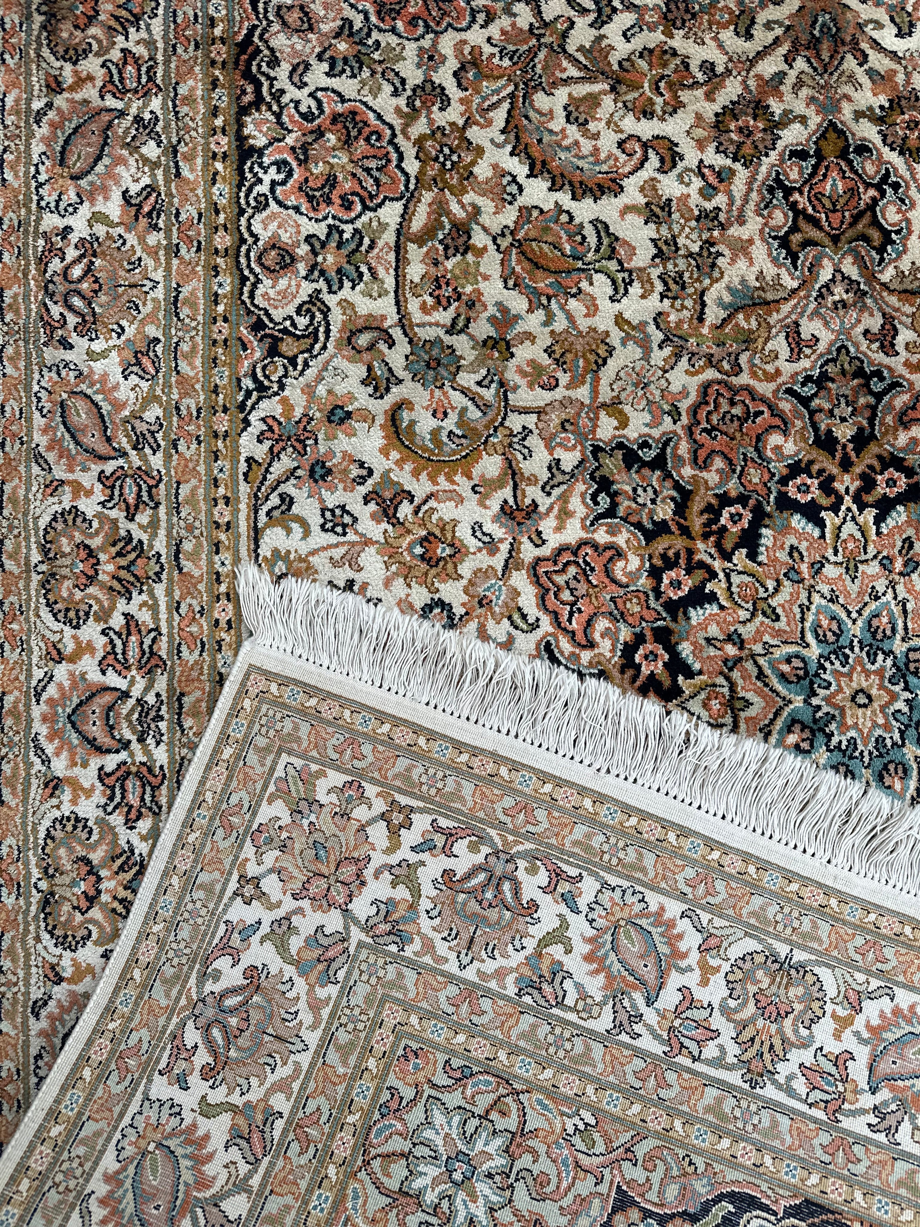 Hand Woven Kashmiri Vintage Floral Silk Rug 186 CM x 125 CM SK#2059