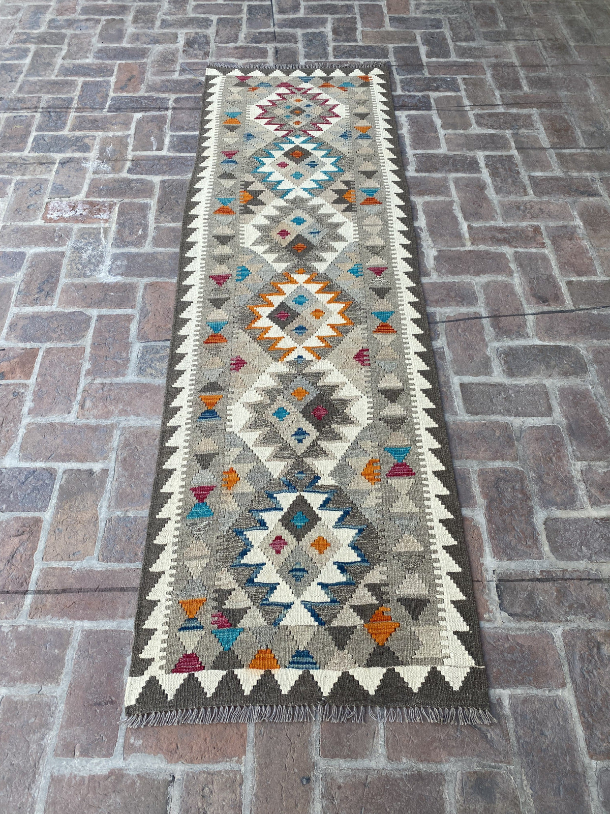 Handmade Flat Weave  Kilim Hallway Runner Rug | 256 CM x 79 CM KA#49