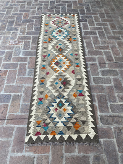 Handmade Flat Weave  Kilim Hallway Runner Rug | 256 CM x 79 CM KA#49