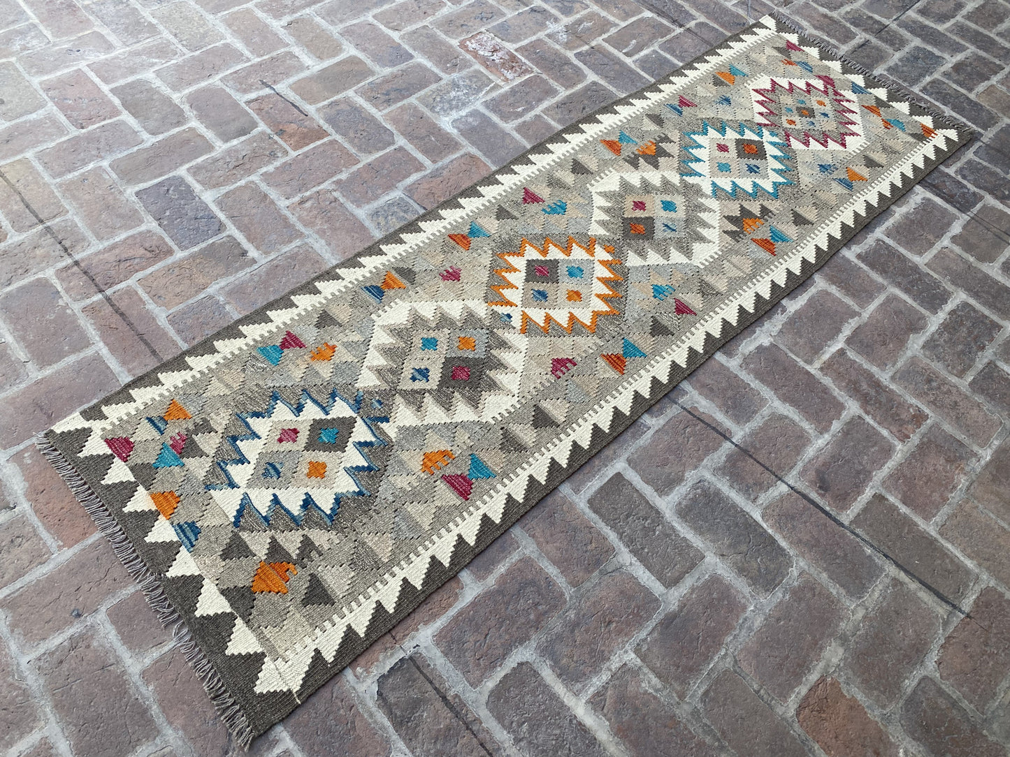 Handmade Flat Weave  Kilim Hallway Runner Rug | 256 CM x 79 CM KA#49