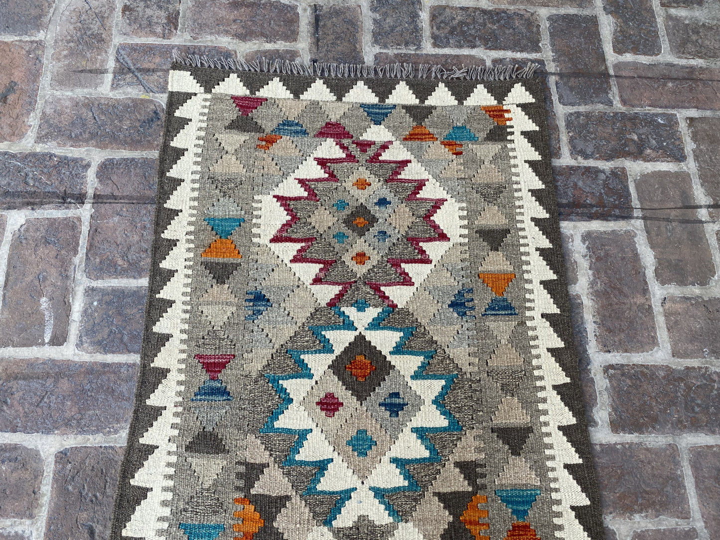 Handmade Flat Weave  Kilim Hallway Runner Rug | 256 CM x 79 CM KA#49