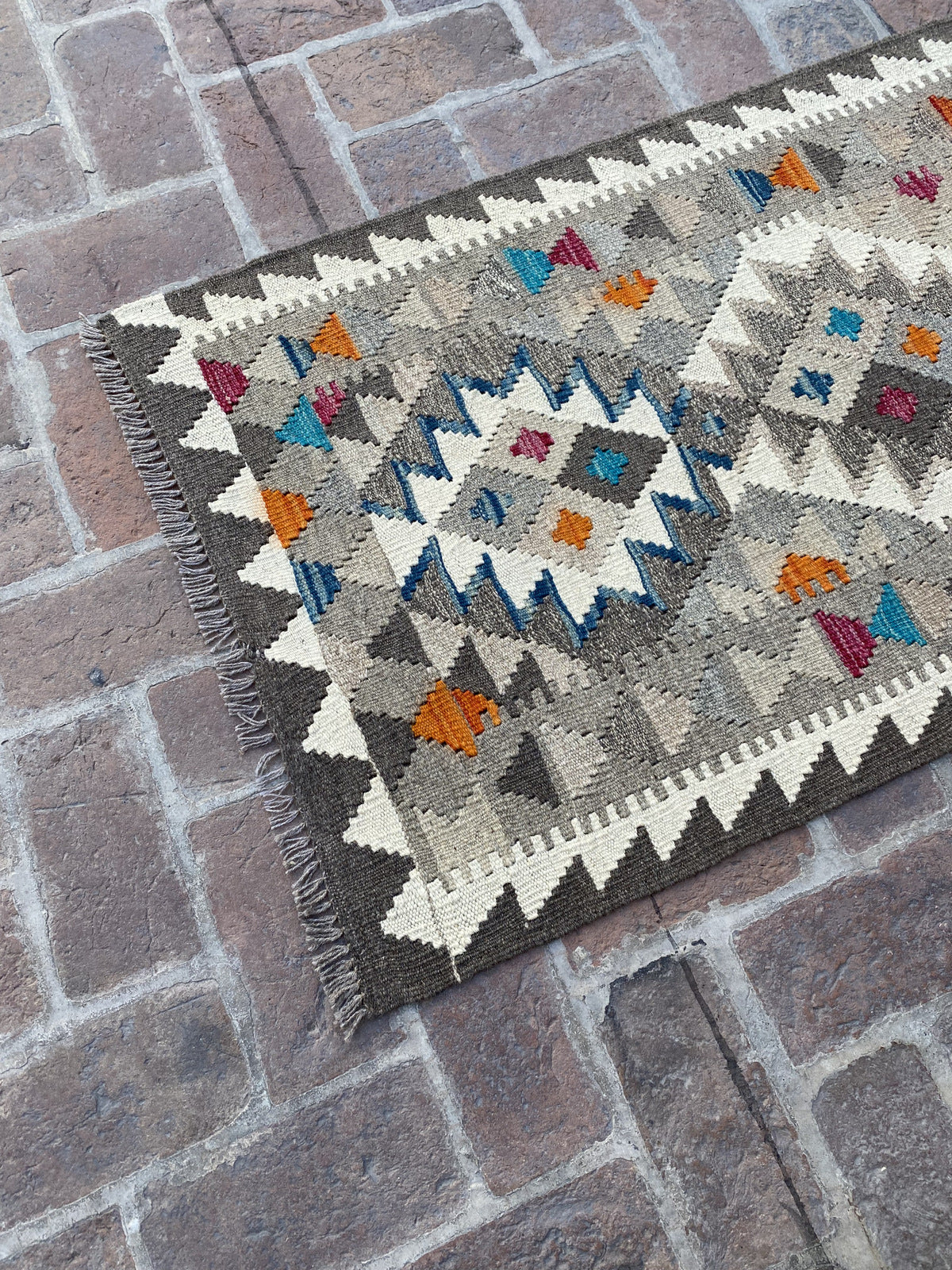 Handmade Flat Weave  Kilim Hallway Runner Rug | 256 CM x 79 CM KA#49