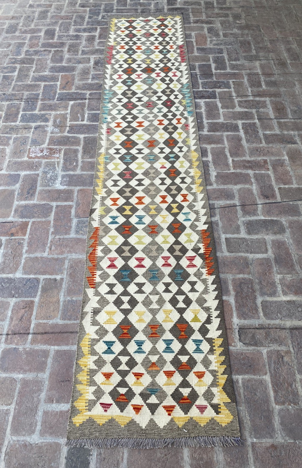 Handmade Flat Weave  Kilim Hallway Runner Rug | 392 CM x 76 CM KA#45