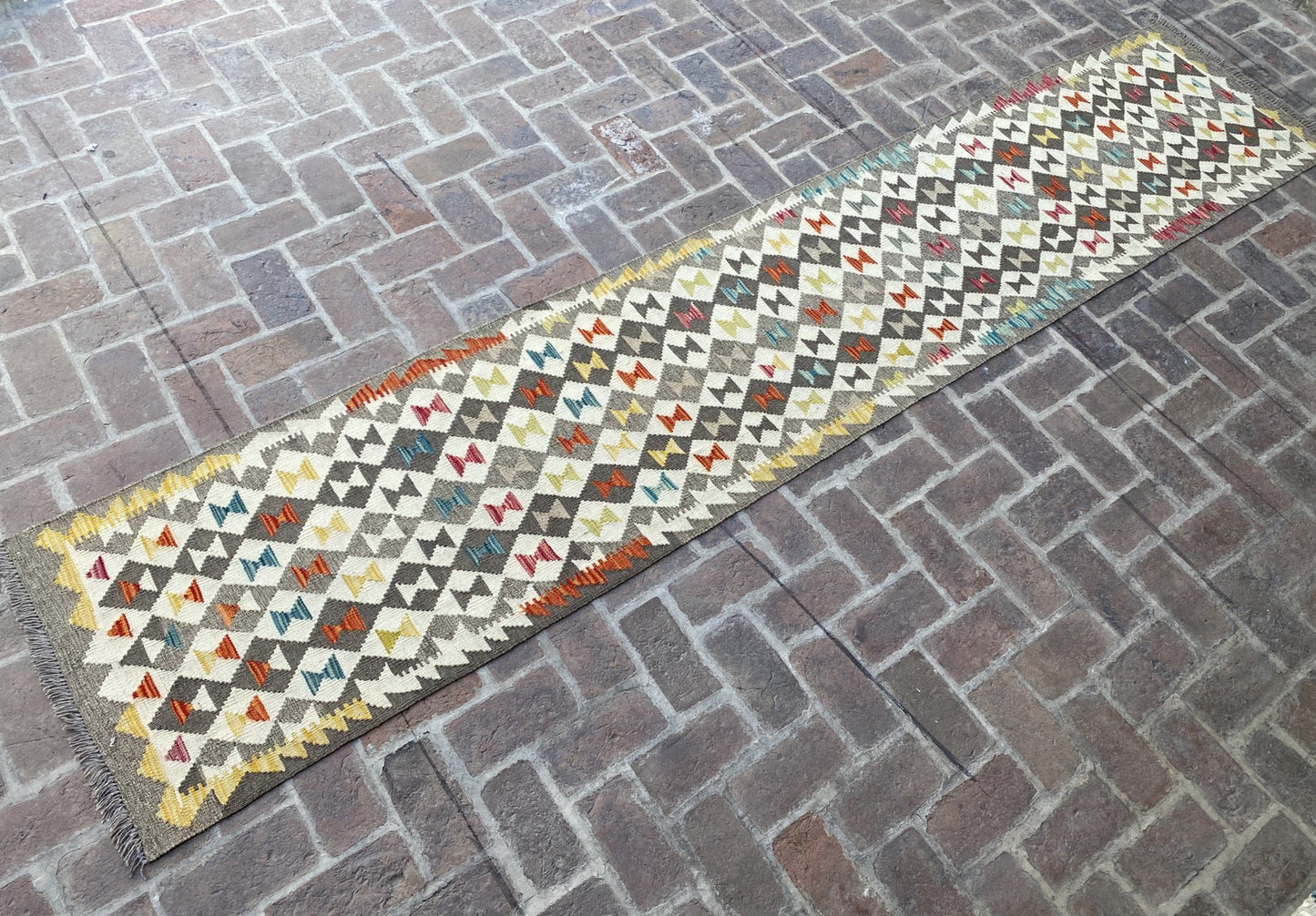 Handmade Flat Weave  Kilim Hallway Runner Rug | 392 CM x 76 CM KA#45