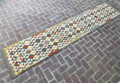 Handmade Flat Weave  Kilim Hallway Runner Rug | 392 CM x 76 CM KA#45