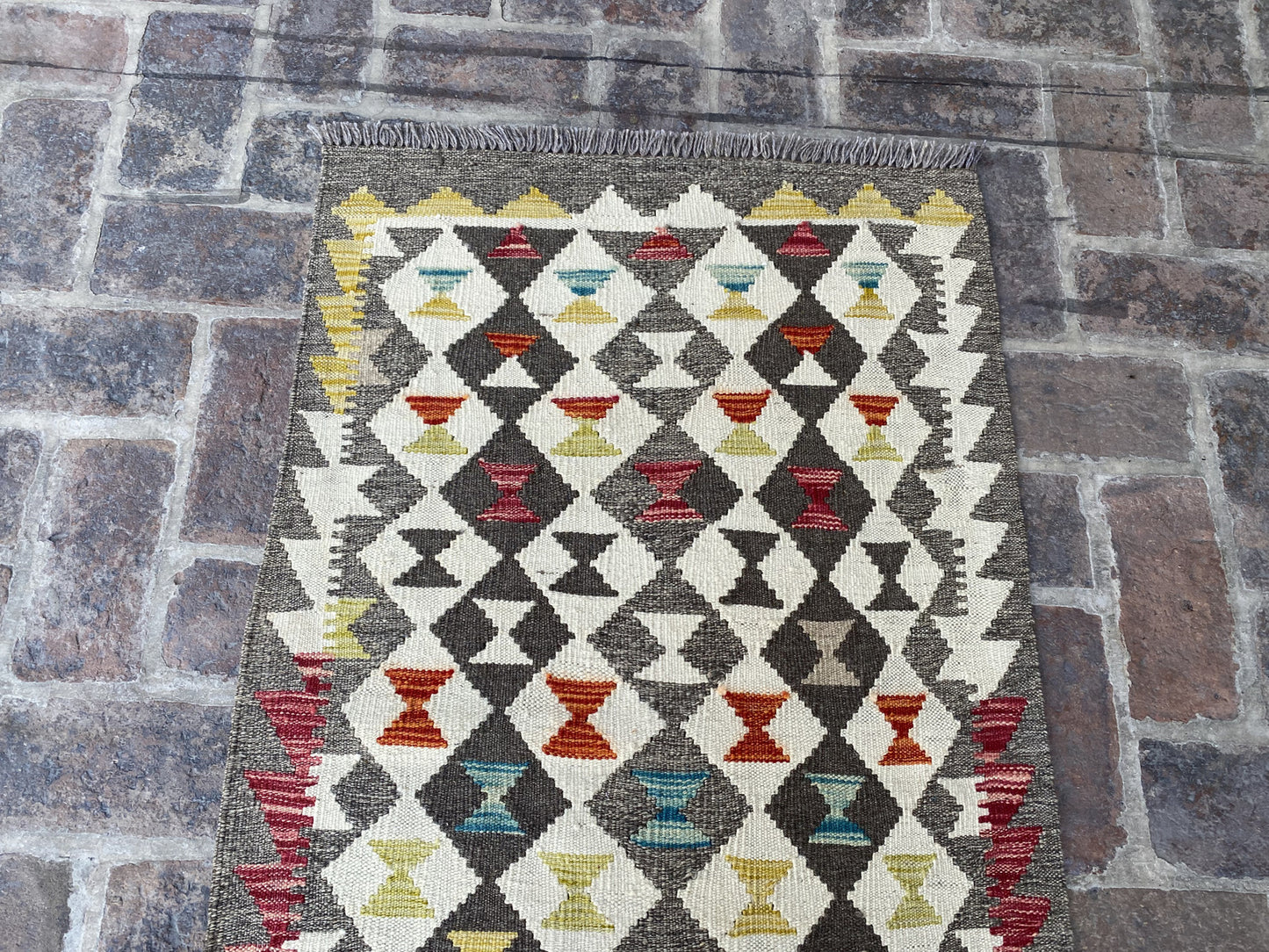 Handmade Flat Weave  Kilim Hallway Runner Rug | 392 CM x 76 CM KA#45