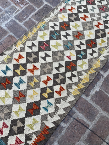 Handmade Flat Weave  Kilim Hallway Runner Rug | 392 CM x 76 CM KA#45