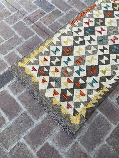 Handmade Flat Weave  Kilim Hallway Runner Rug | 392 CM x 76 CM KA#45