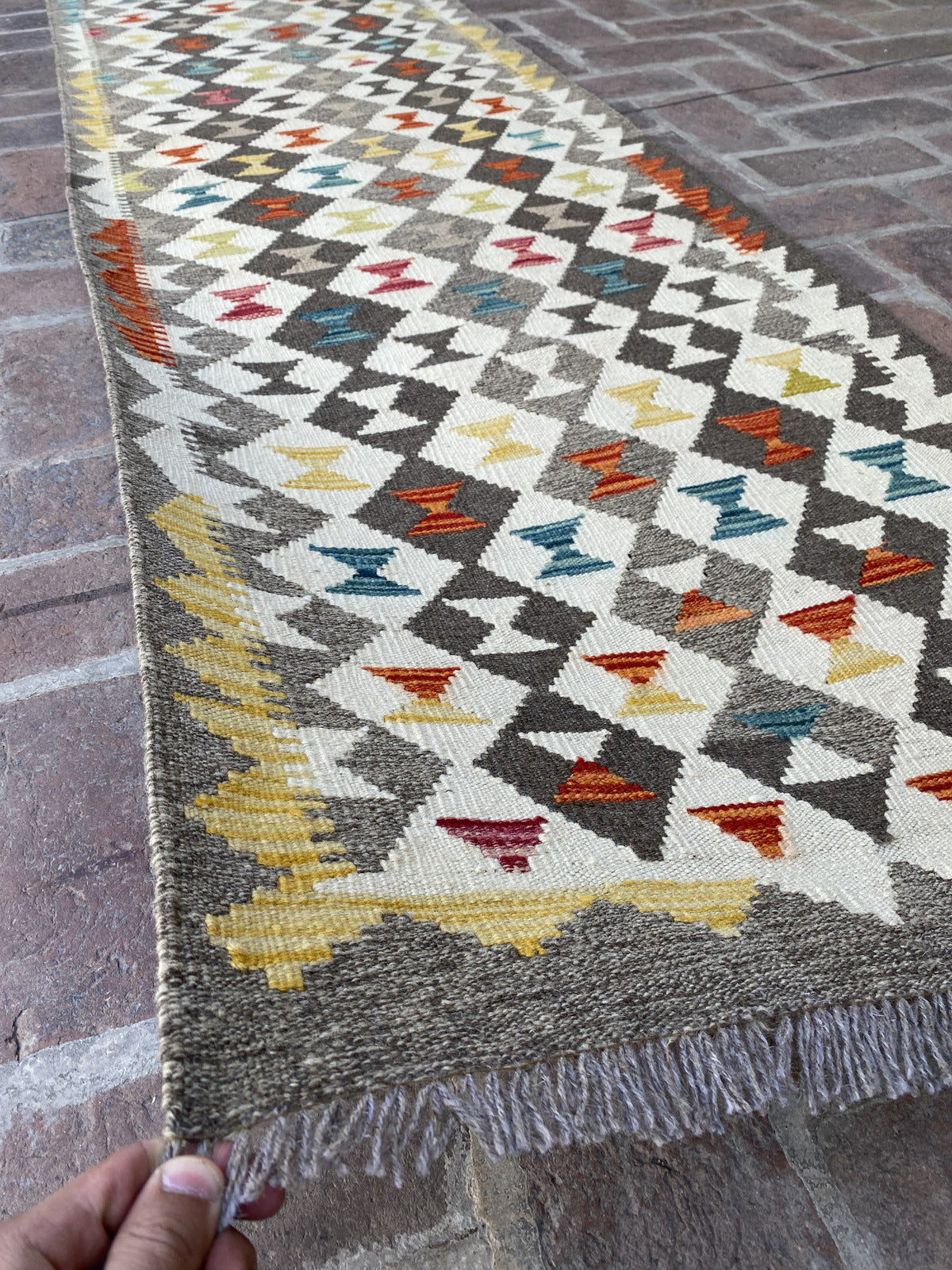 Handmade Flat Weave  Kilim Hallway Runner Rug | 392 CM x 76 CM KA#45