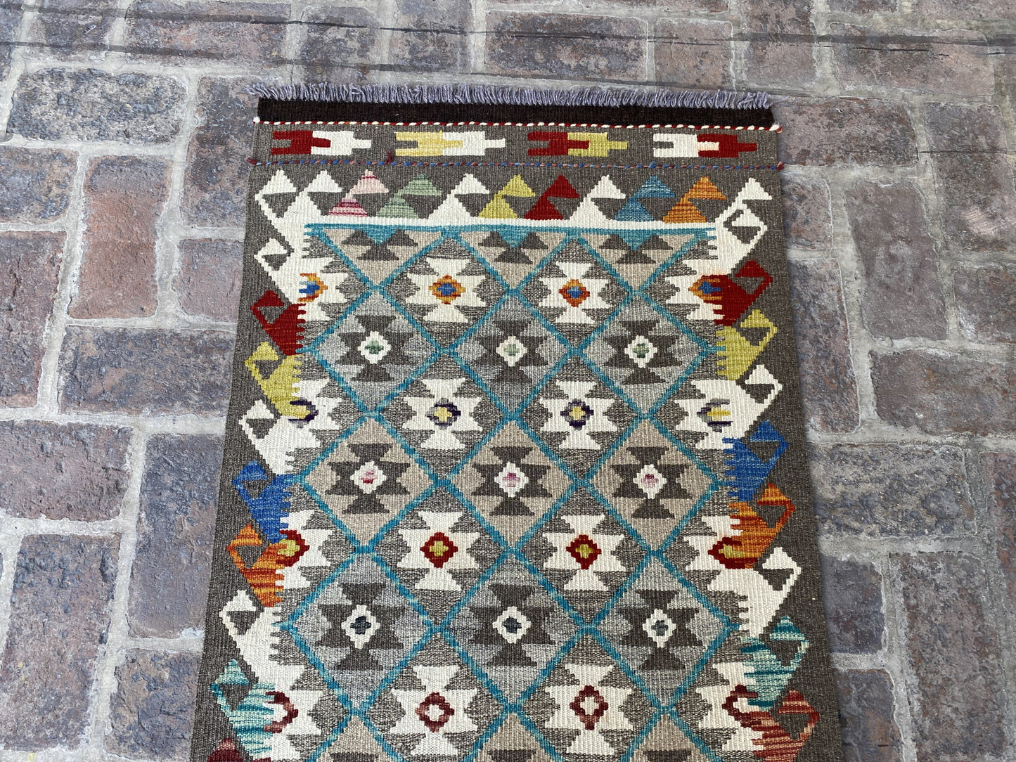 Handmade Flat Weave  Kilim Hallway Runner Rug | 392CM x 78 CM KA#42