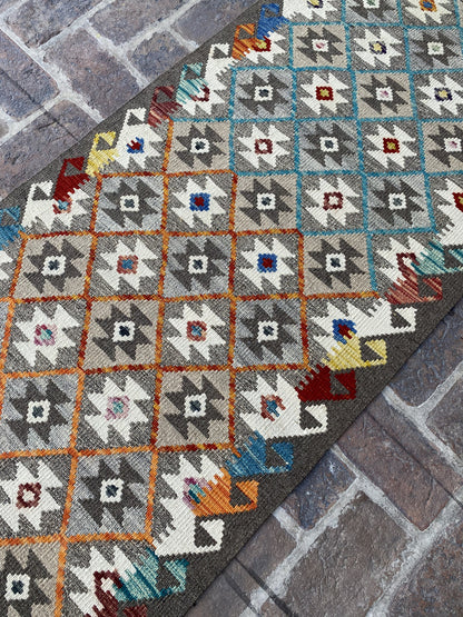 Handmade Flat Weave  Kilim Hallway Runner Rug | 392CM x 78 CM KA#42