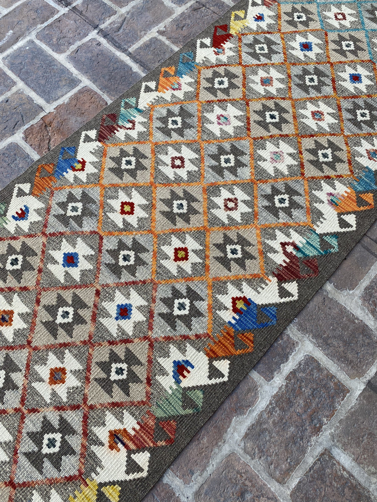 Handmade Flat Weave  Kilim Hallway Runner Rug | 392CM x 78 CM KA#42