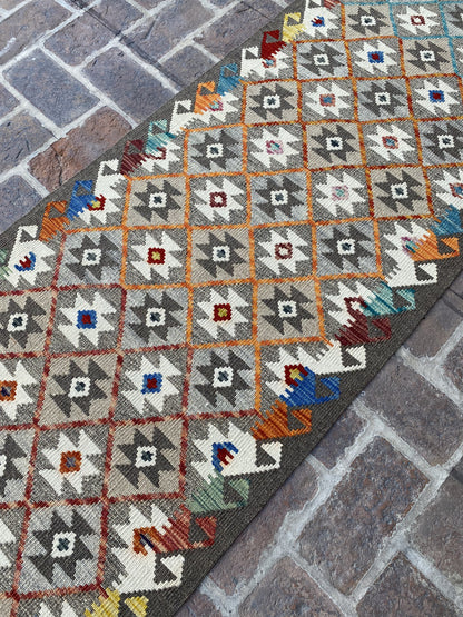 Handmade Flat Weave  Kilim Hallway Runner Rug | 392CM x 78 CM KA#42