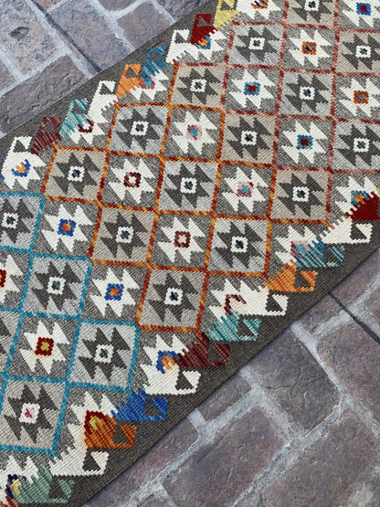 Handmade Flat Weave  Kilim Hallway Runner Rug | 392CM x 78 CM KA#42