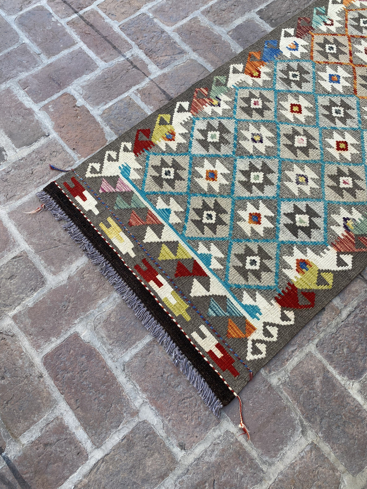 Handmade Flat Weave  Kilim Hallway Runner Rug | 392CM x 78 CM KA#42
