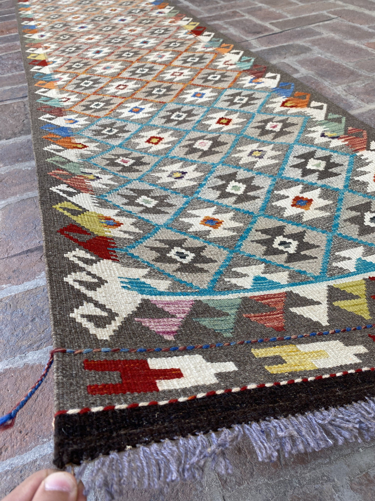 Handmade Flat Weave  Kilim Hallway Runner Rug | 392CM x 78 CM KA#42