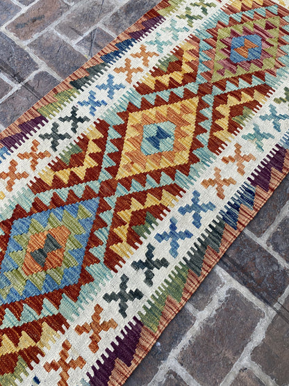 Handmade Flat Weave  Kilim Hallway Runner Rug |295 CM x 80 CM KA#40